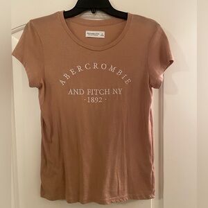 Tan Abercrombie & Fitch tshirt, women’s size small, embroidered front design